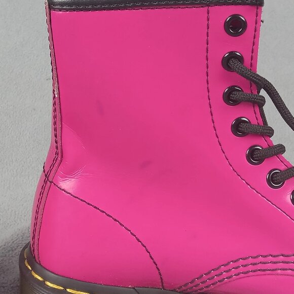 Women's Dr. Martens Doc 1460 W Combat Pink Patent Leather 8-Eye US Size 5 6629 - Picture 12 of 16